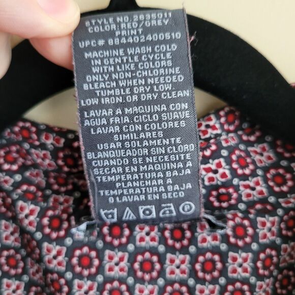 Chelsea & Theodore Womens Blouse Plus Size 2X Gray Burgundy Geometric Boho - Picture 3 of 9